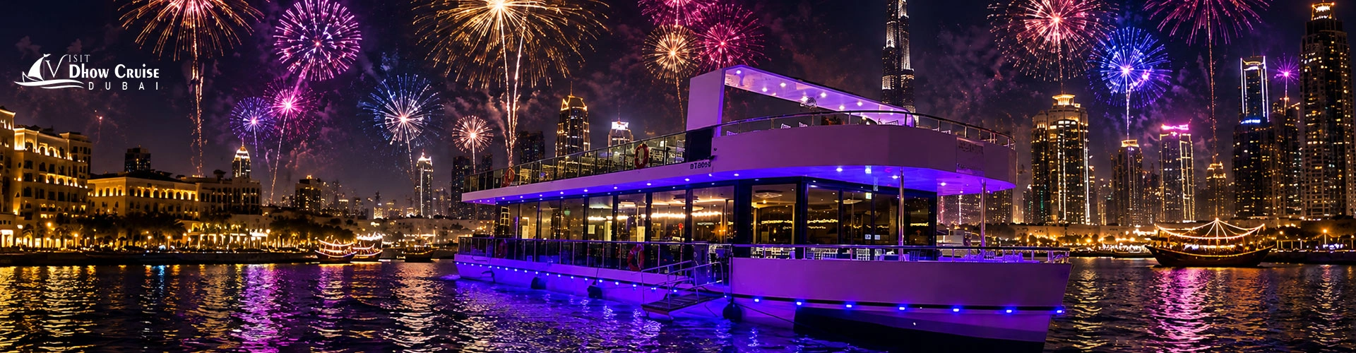 Creek Luxury Yacht with Burj Khalifa fireworks
